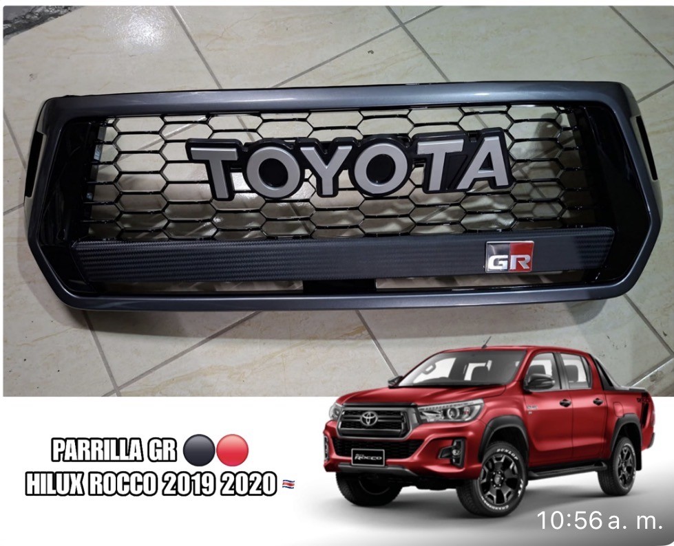 Parrilla Toyota Hilux Rocco 2019-2020 — Estilo GR (negro/rojo)