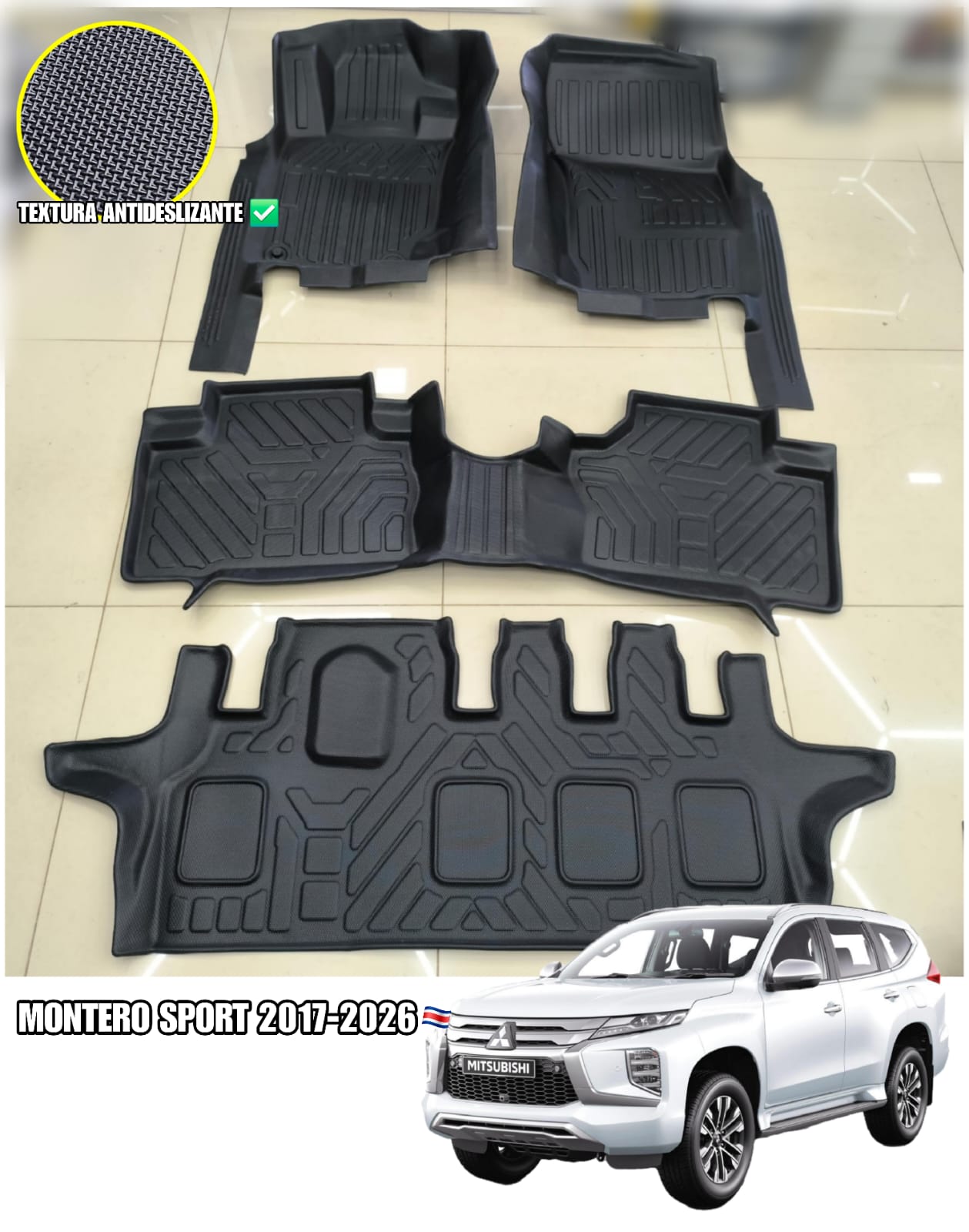 Alfombra de bandeja Mitsubishi Montero Sport 2017-2026 (7 Pasajeros)