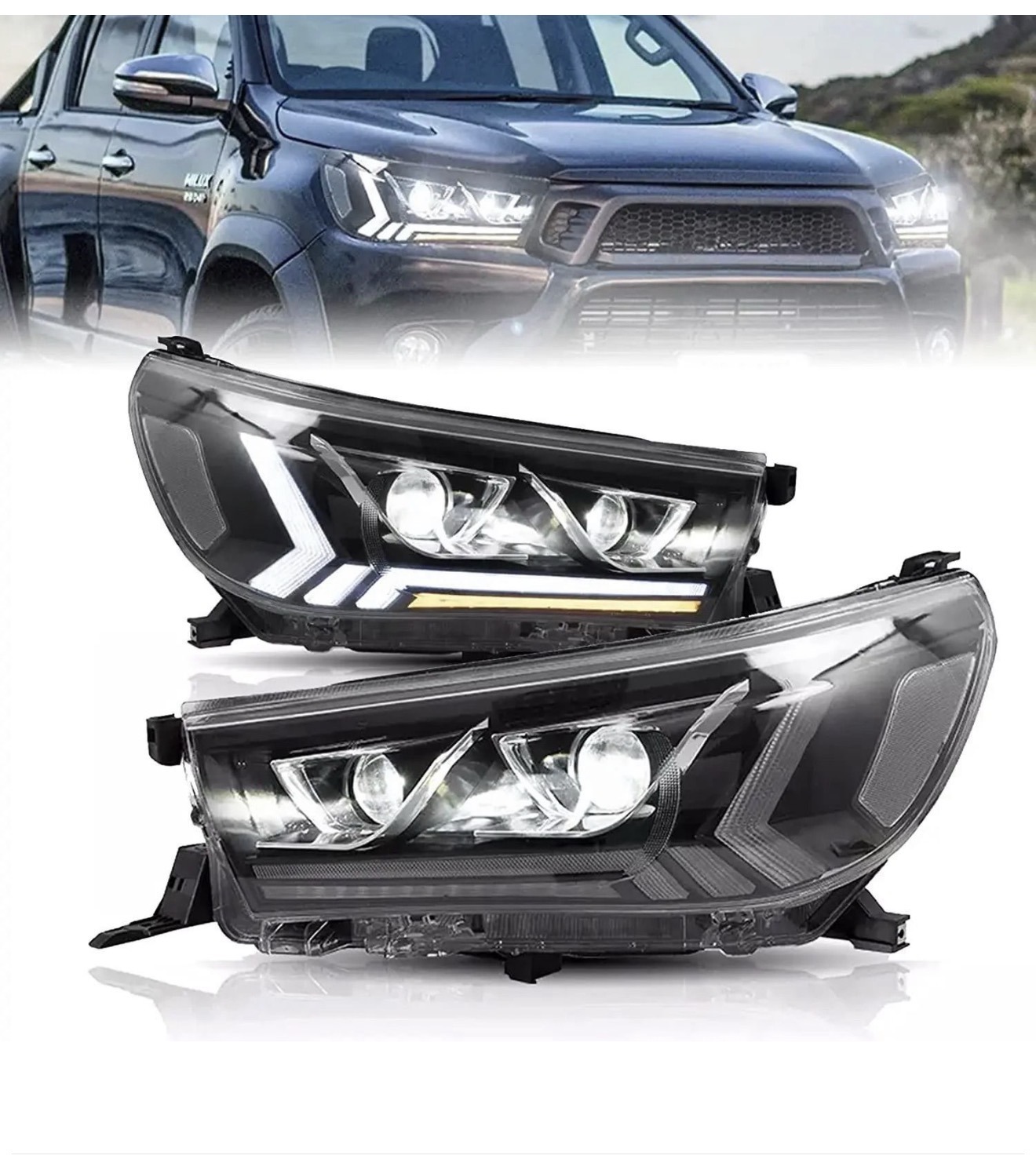 Lupa Toyota Hilux Revo/Rocco 2016-2019 — Full LED