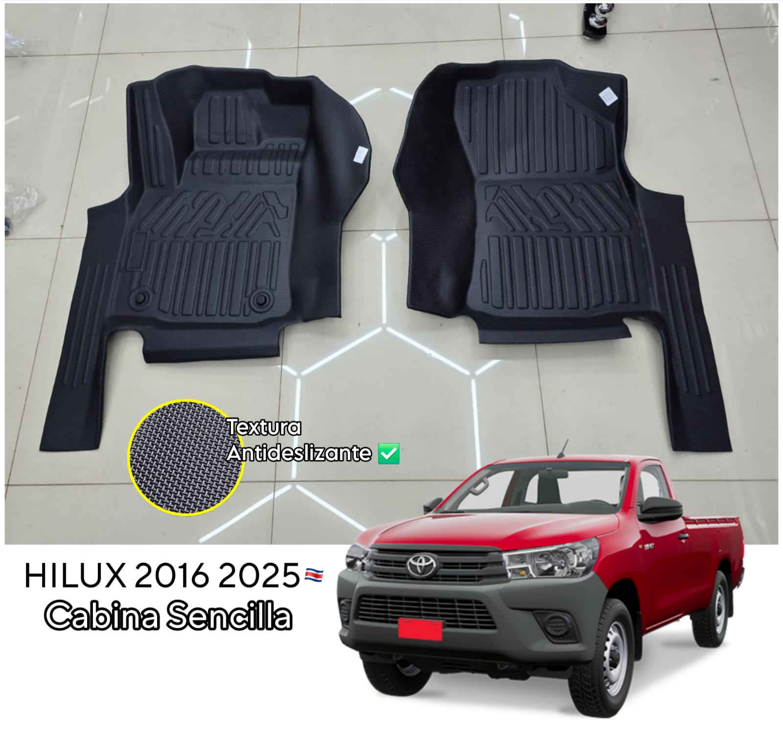 Alfombra de bandeja Toyota Hilux Cabina Sencilla 2016-2025